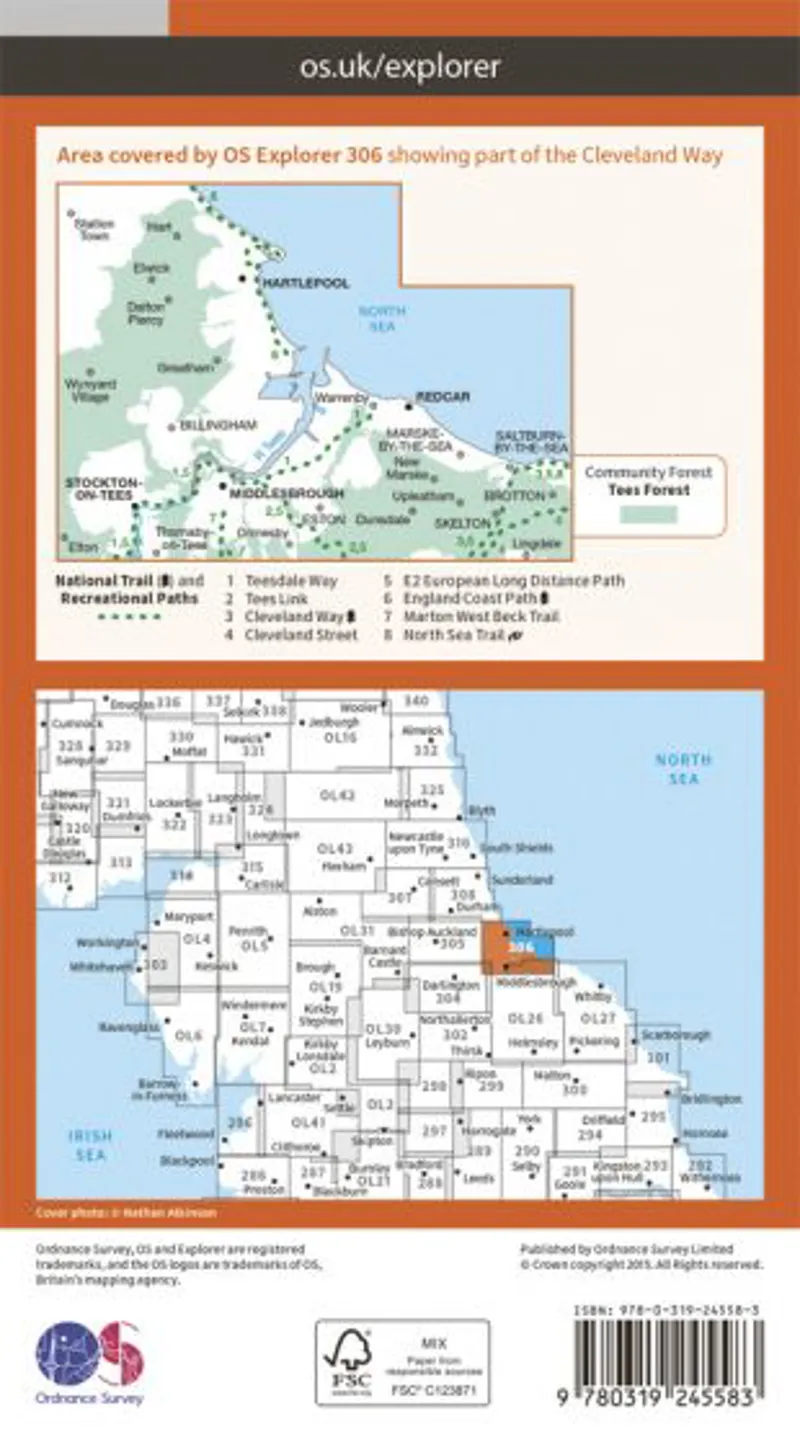 OS Explorer Map 306 - Middlesbrough and Hartlepool Stockton-on-Tees and Redcar-1